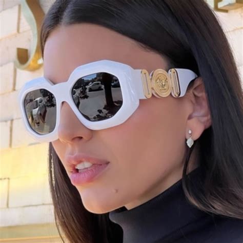 versace style sunglasses white|Versace white sunglasses for women.